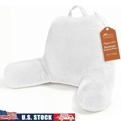 Premium Reading Pillow Backrest Soft Velvet Comfort Support Portable W/ Handle