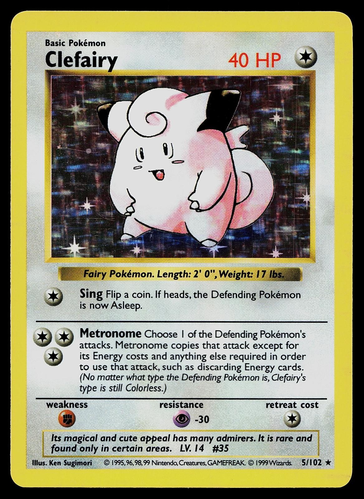Pokemon Card - Clefairy Base Set Shadowless 5/102 Holo Holo Rare