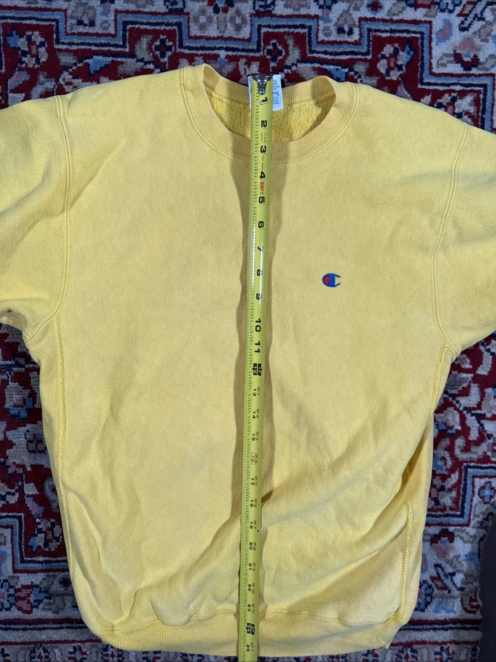 Vintage 90s Champion Reverse Weave Yellow Sweatshirt Size XL 18-20 Vtg - Image 3 of 4