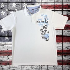 Tommy Hilfiger 2000 VTG White Short Sleeve Polo Shirt Men's XL 100 Cotton RARE