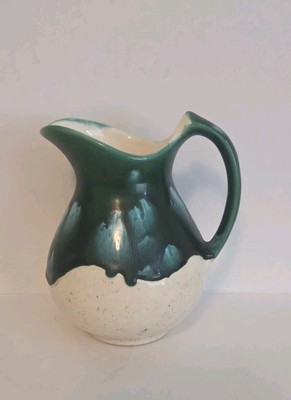 Vintage Pottery Vase Destinos Portugal, SA Green Drip Glaze Jug/ Vase 1960's. 