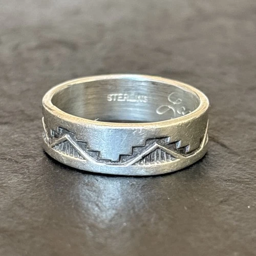 Troy Laner Navajo Sterling Silver Vintage Men’s Ring Wide Band Size 12