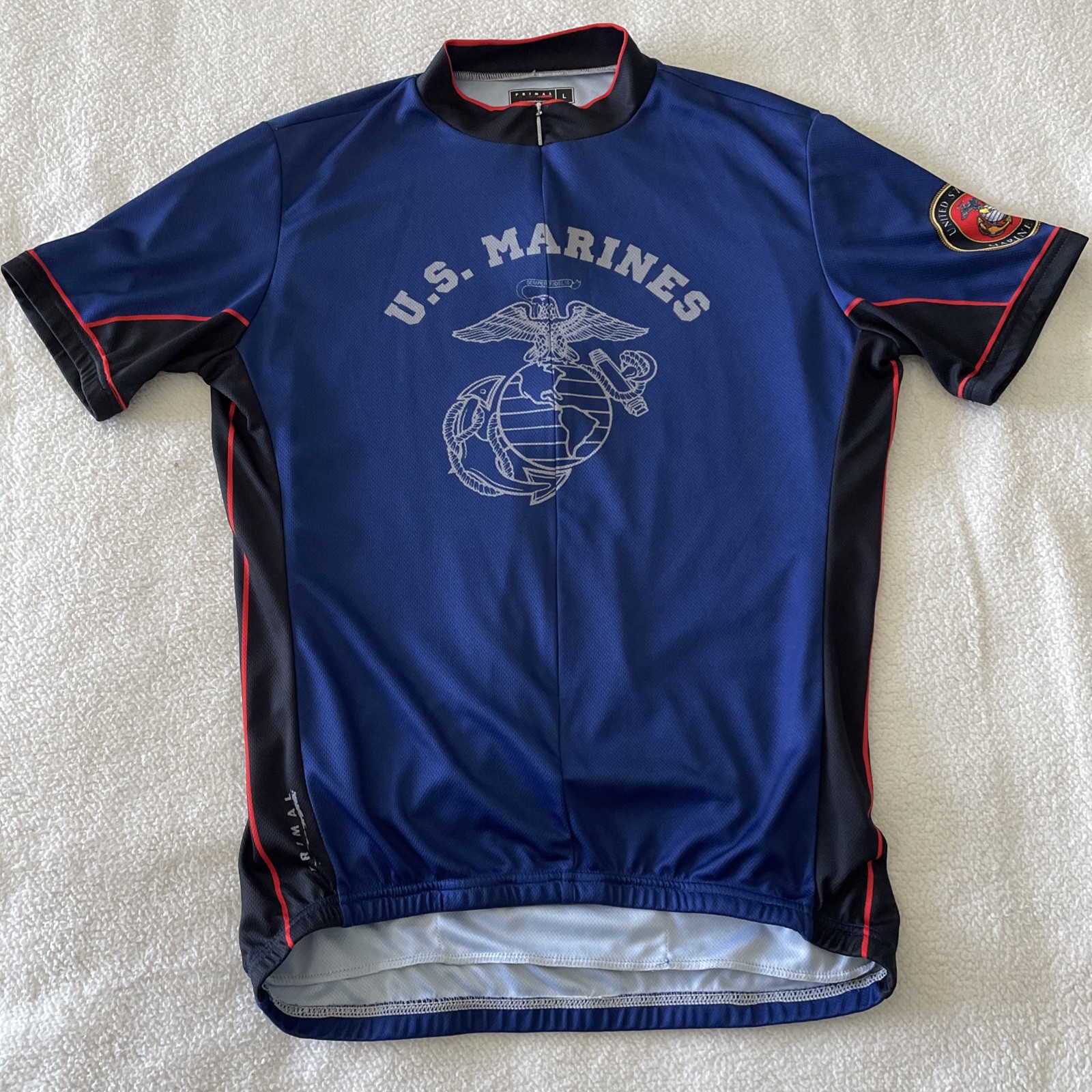 Marines Cycling Jersey Mens Large Primal USMC Blue Eagle Military Semper Fi