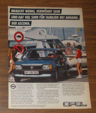 Seltene Werbung OPEL ASCONA LUXUS 1.6 S - Sinn f&uuml;r Familien mit Anhang 1982