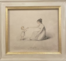 Adam Buck original engraving 1809 in gesso frame, mother & child classical RARE