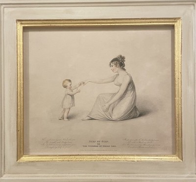 Adam Buck Original Stich 1809 im Gessorahmen, Mutter & Kind Klassik RAR