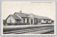 Union Pacific Railroad Station Cozad Nebraska Vintage Postcard Unposted