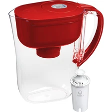 BPA Free Brita Water Filter Pitcher, 6-Cup Capacity, Red, Standard Filter
