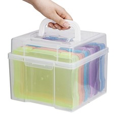 Photo Organizers and Storage 5x7   Plastic Photo Storage Box with Handle, 6 C...