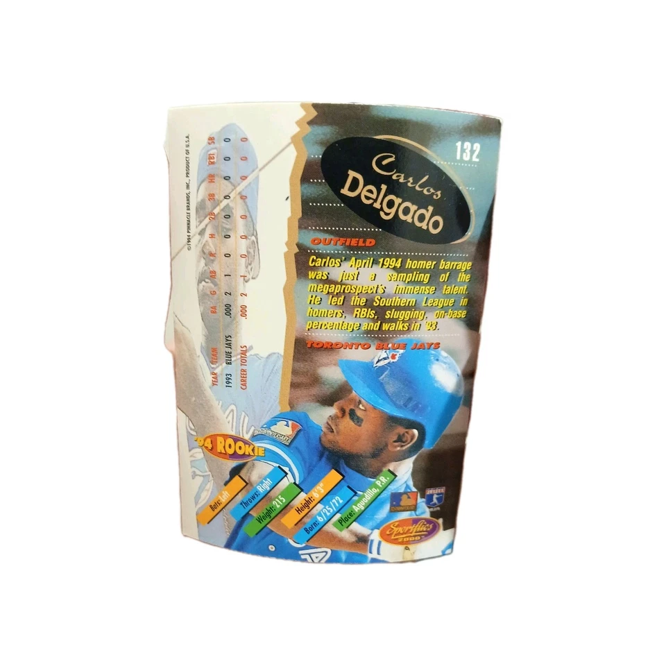 1994 Sportflics 2000 Rookie & Traded - Carlos Delgado #132 - Image 3 of 3