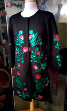 DOLCE & GABBANA Italy Jet BLACK COAT DRESS Sequin EMBELLISHED SZ S M ESTATE