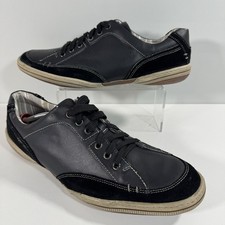 Mens Lambretta Rostock Black Leather & Suede Casual Shoes Lace Up UK 10