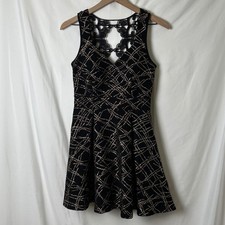 Windsor Black Gold Lace Babydoll Mini Dress Size M Fairy Goth Whimsigoth