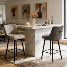 360° Rotating Breakfast Bar Stools High Tufted Back Lion Knocker w/ Footrest