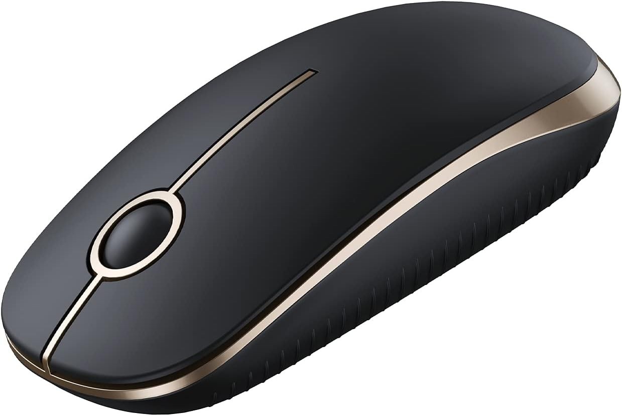 VssoPlor Slim Wireless Mouse 2.4G Nano Receiver Silent Click Black/Gold