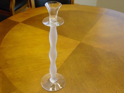 Single Orrefors Celeste 14.75'' frosted White Candlestick Holder by Anne Nilsson