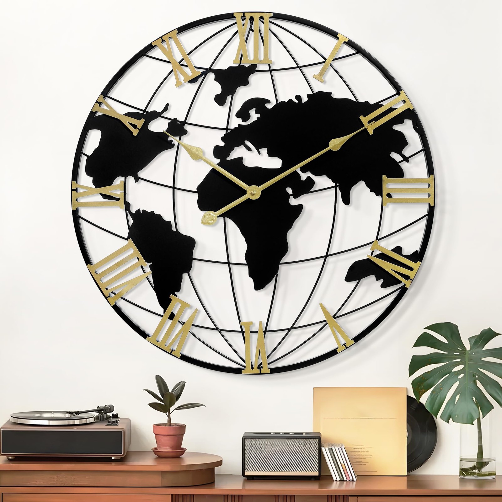 Large Wall Clock 40IN, World Map Modern Style Wall Clocks, Big Clock for Wall...