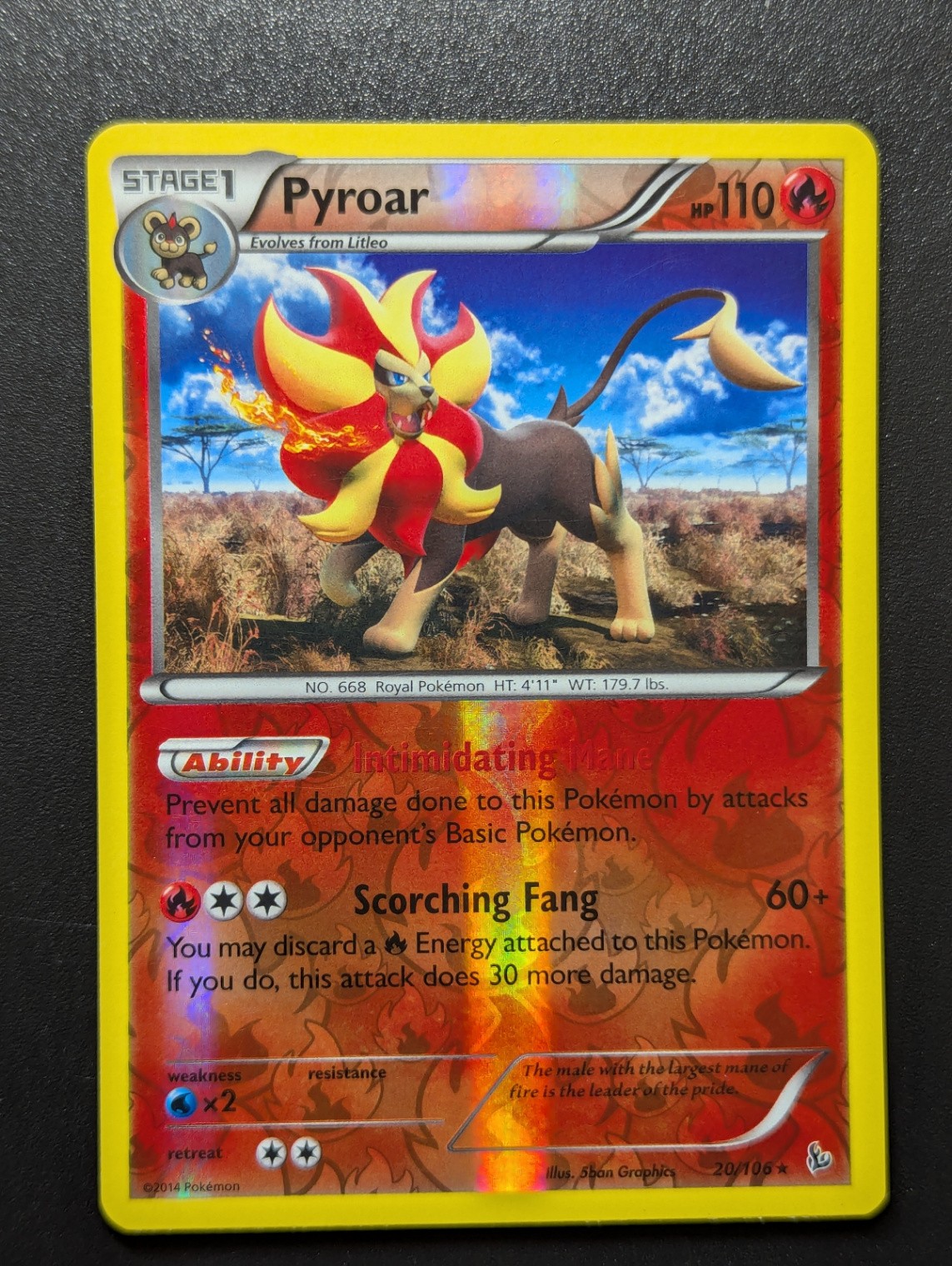 Pyroar Reverse Holo Holo Rare XY - Flashfire 20/106 NM