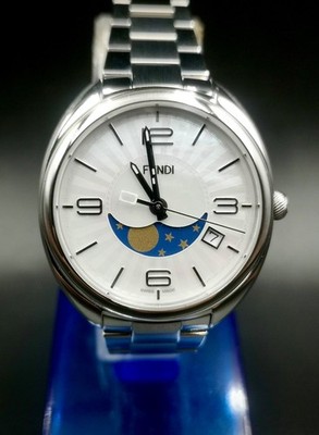 Nice FENDI Moon Phase Unisex quartz watch. Sapphire Crystal. Pearl Face.