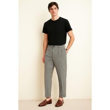 J.Crew Mens 34 Houndstooth High-Waist Wool Pleated Dress Pants