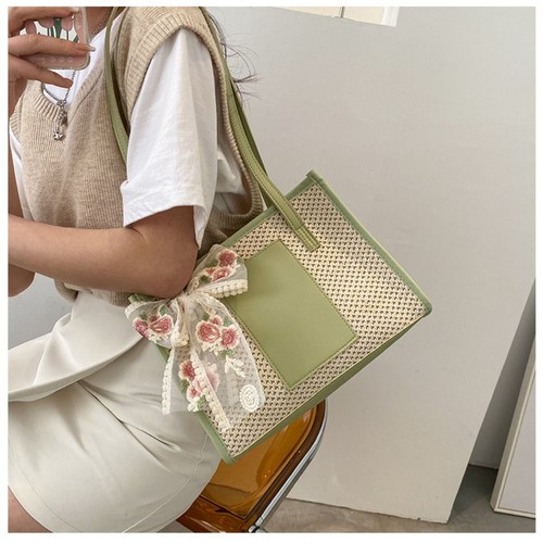 Handwoven Bag Vine Tote Bag Shoulder Handheld Straw Woven Bag Women's - Picture 8 of 15