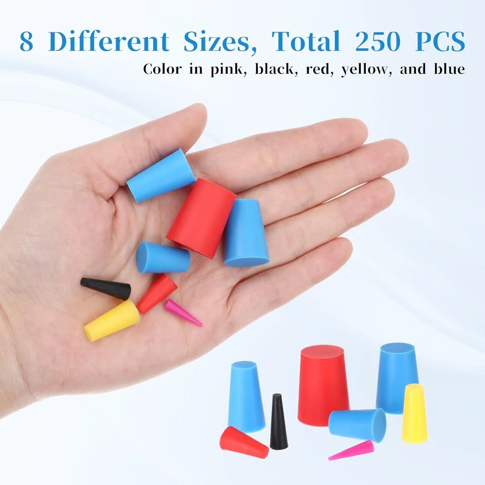 250 Pcs Silicone Rubber Tapered Plug Assortment Kit High-Temperature... - Image 4 of 4