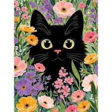 Animal Cat Stamped Cross Stitch Kits for Beginners,Flower Needlepoint Counted Cr