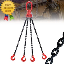 6 Ton 4 Leg Chain Sling 5/16” 5 Ft, G80 Alloy Steel 4 Way Chain Slings Quadruple