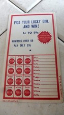 Vintage 1950&rsquo;s Pick Your Lucky Girl and Win Unused Punch Card USA 12-159-635-S
