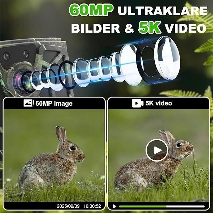 Wildlife Camera with Cell Phone Transmission App 5K Video 60MP Full HD WiFi Bluetooth - Image 3 of 4