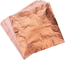 100 Pieces Copper Sheets Leaf 14x14 cm Rose Gold Imitation Copper Foil Leaf f...