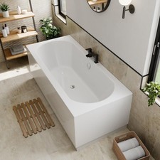 Modern Bathroom Double Ended 1800 x 800mm Curved Bath Side Panel Acrylic White