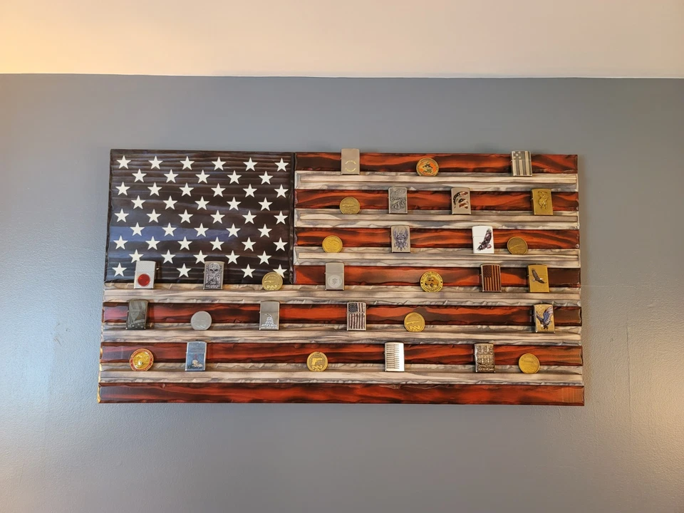质朴的木制美国国旗挑战硬币/拉链架挑战硬币展示 — 第 2/4 张图片