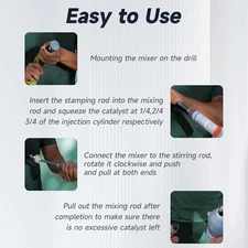 Sealant Mixer Compatible SEMKIT Tubes 1/4" Shank Drill Aviation 2 Threaded