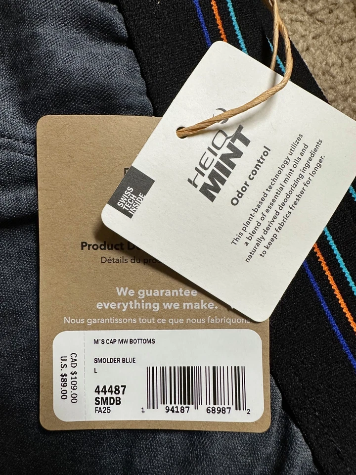 Pantalones de hombre Patagonia Capilene peso medio capa base AZUL FUNDIDO talla grande NUEVO Foto 2 de 4