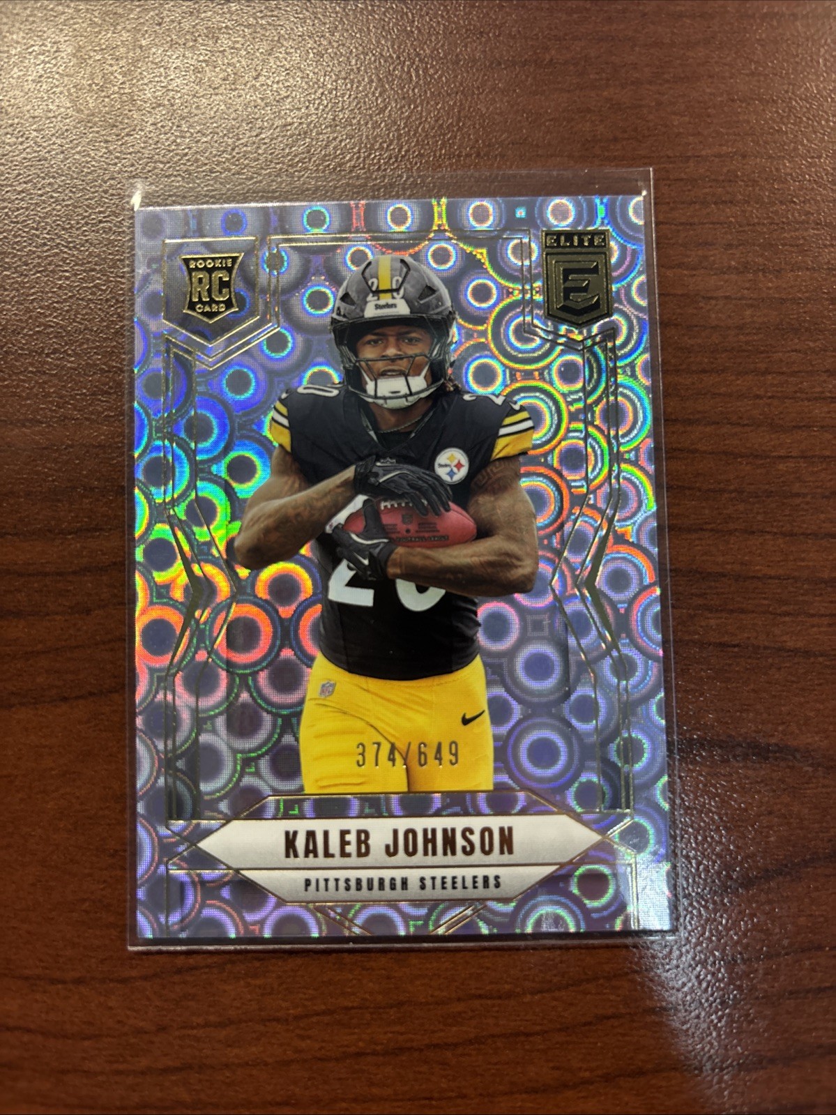 2025 Panini Donruss Elite Kaleb Johnson #127 Lavender Pyramids /649 (RC)