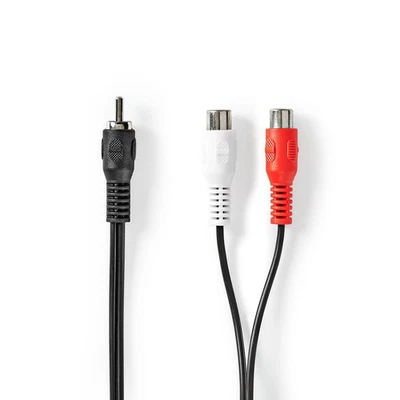 Câble de basses RCA mâle - 2x RCA femelle 20 cm noir - Photo 1/4