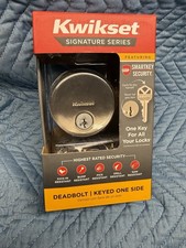 NEW- Kwikset Uptown Low Profile Satin Nickel Single Cylinder Round Deadbolt