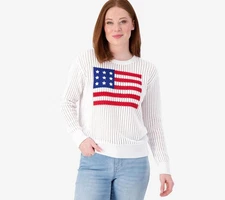 Joan Rivers Classics Collection Women's Top Sweater Sz L American White A596265