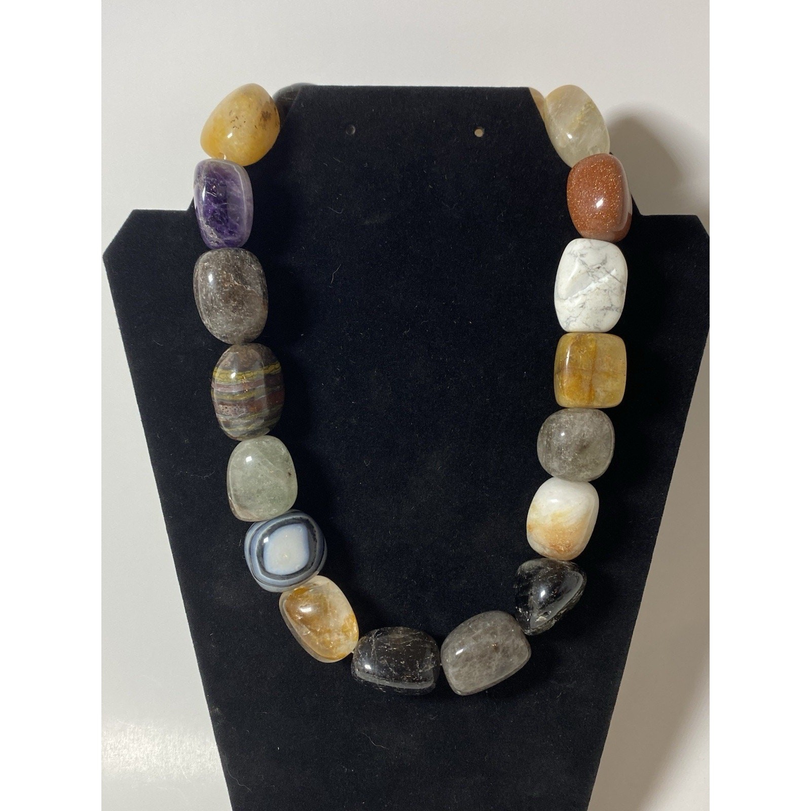 Multi Colored Multi Gemstone Beaded Necklace - image 1