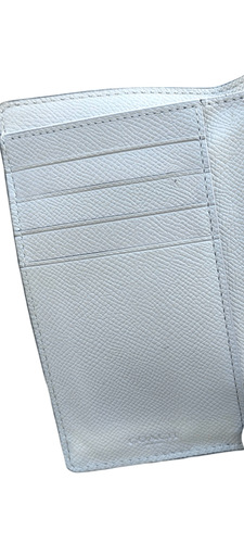 Coach White Pebbled Leather Tri Fold Wallet Snap Closure Card Organizer - Picture 5 of 6