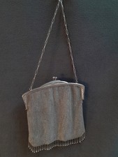 Silver Mesh Flap Button Coin Purse Ornate Art Deco CA.1920