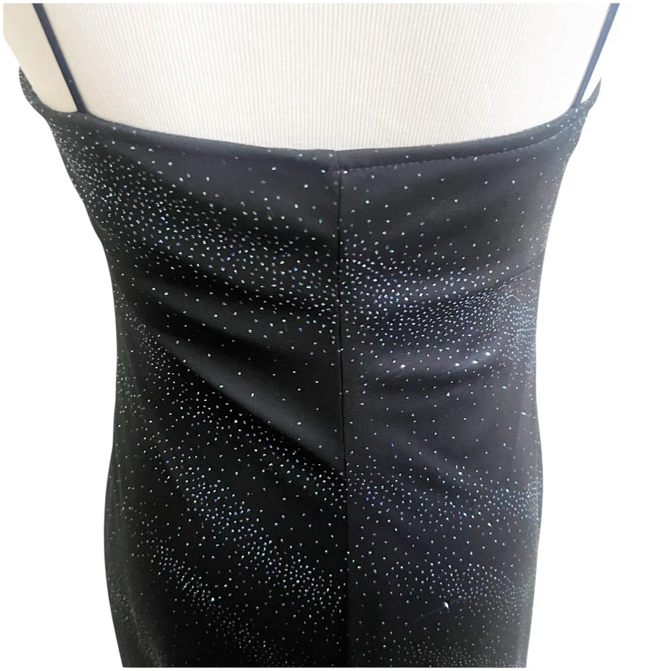 City Triangles Sparkly Y2K Midi Dress Navy Black Whimsygoth Size Large Mesh - Image 4 of 4