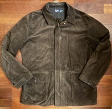 POLO RALPH LAUREN Men  s Size L Large Brown Suede Wool Lined Leather Coat Jacket