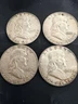 4 Ben Franklin 1961 1965 Half Dollars, 90% Silver, $ 2.00 US Currency