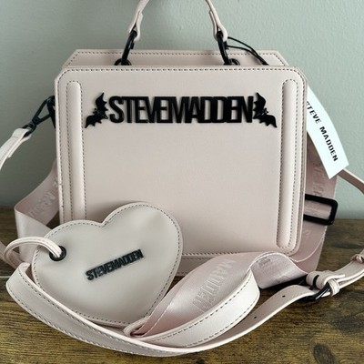 New Steve Madden Bevelyn Bats Satchel Crossbody Bag Black Blush