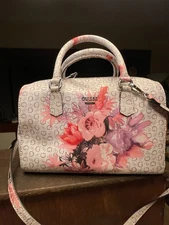 Guess Signature Y2K Floral Handbag Purse Box Bowling Medium Size Roomy