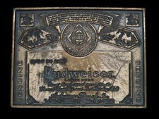 SK13104 VINTAGE 1970s  GENUINE BUDWEISER LAGER BEER  ADVERTISEMENT BELT BUCKLE