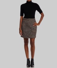  475 Theory Women's Black Mixed Media Tweed Knit Belted Dress Size M