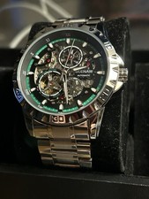 Glenaw Automatic Skeleton Watch Stainless Steel Extra Links Papers